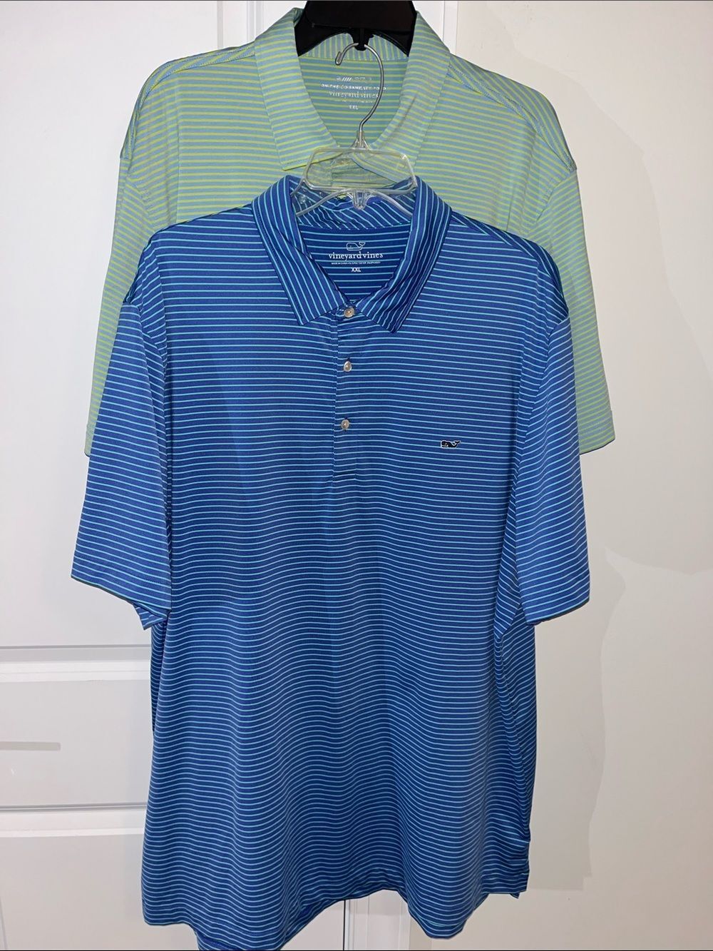 Two (2) Vineyard Vines Polo Shirt OTG Sankaty Performance Teal On the Go Whale